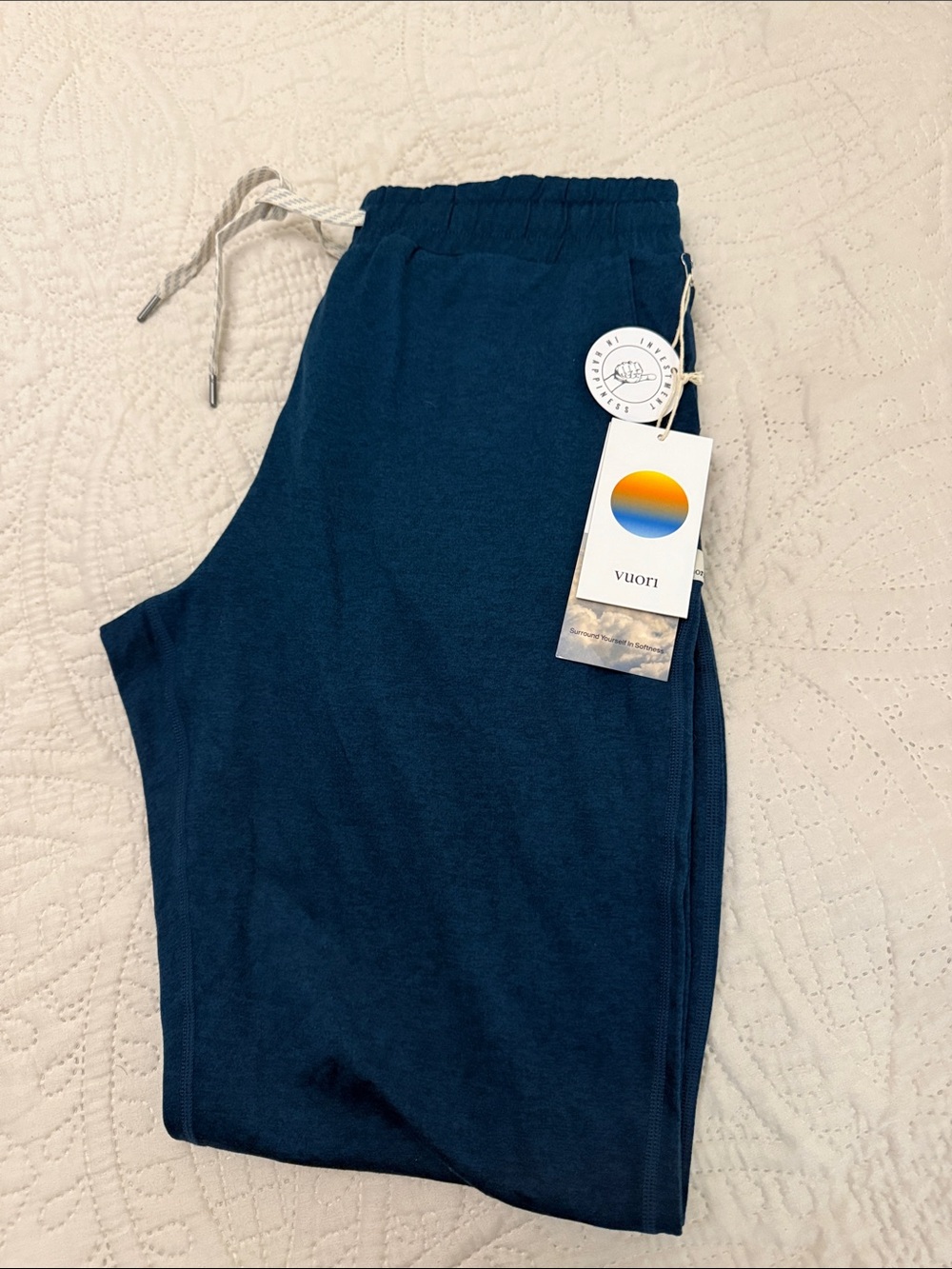 Vuori Kids Deep Navy Joggers with Drawstring